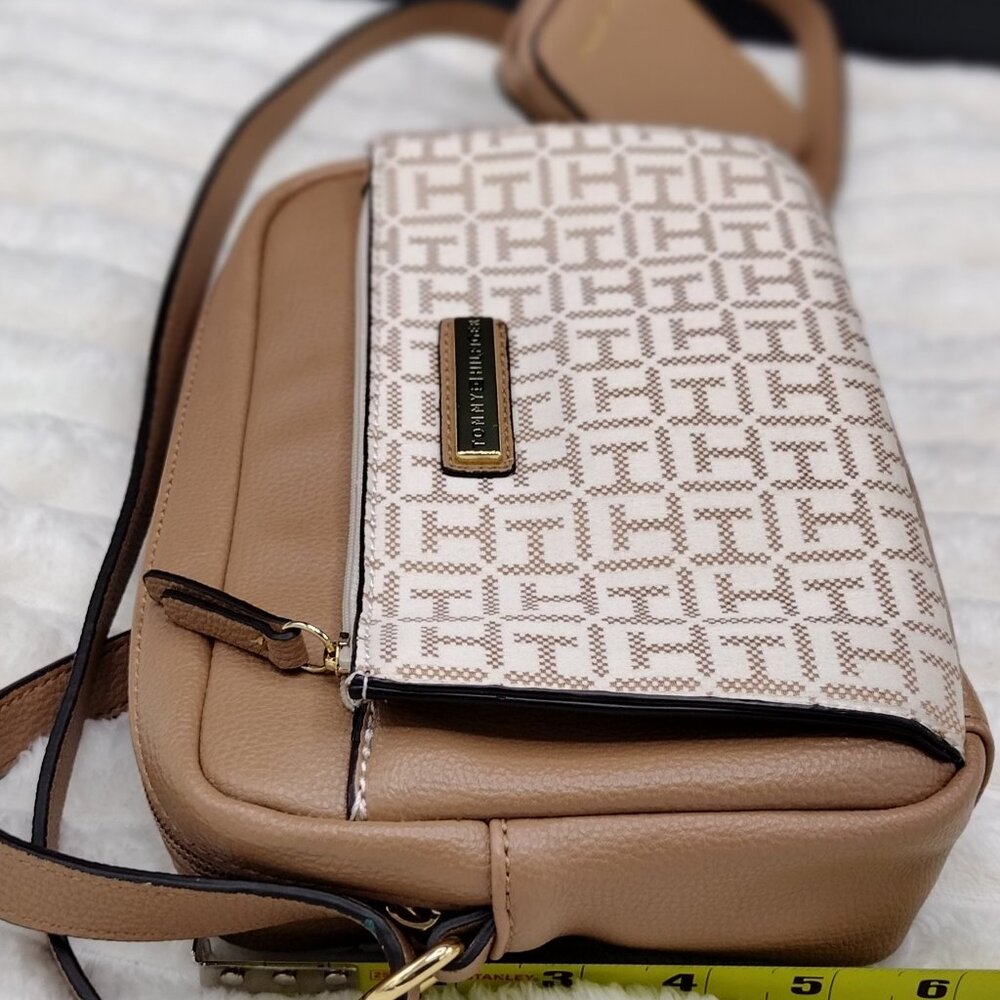 Tommy Hilfiger Women Brown Naomi II Monogram Textured Xbody Bag with Pouch - Picture 2 of 8